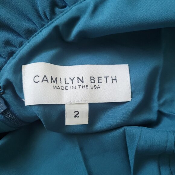 NEW CAMILYN BETH Maxi Dress Teal The Alexandria Gown Sleeveless Size 2 - Picture 3 of 7